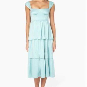 WeWoreWhat Corset Midi Dress in baby blue- Never word